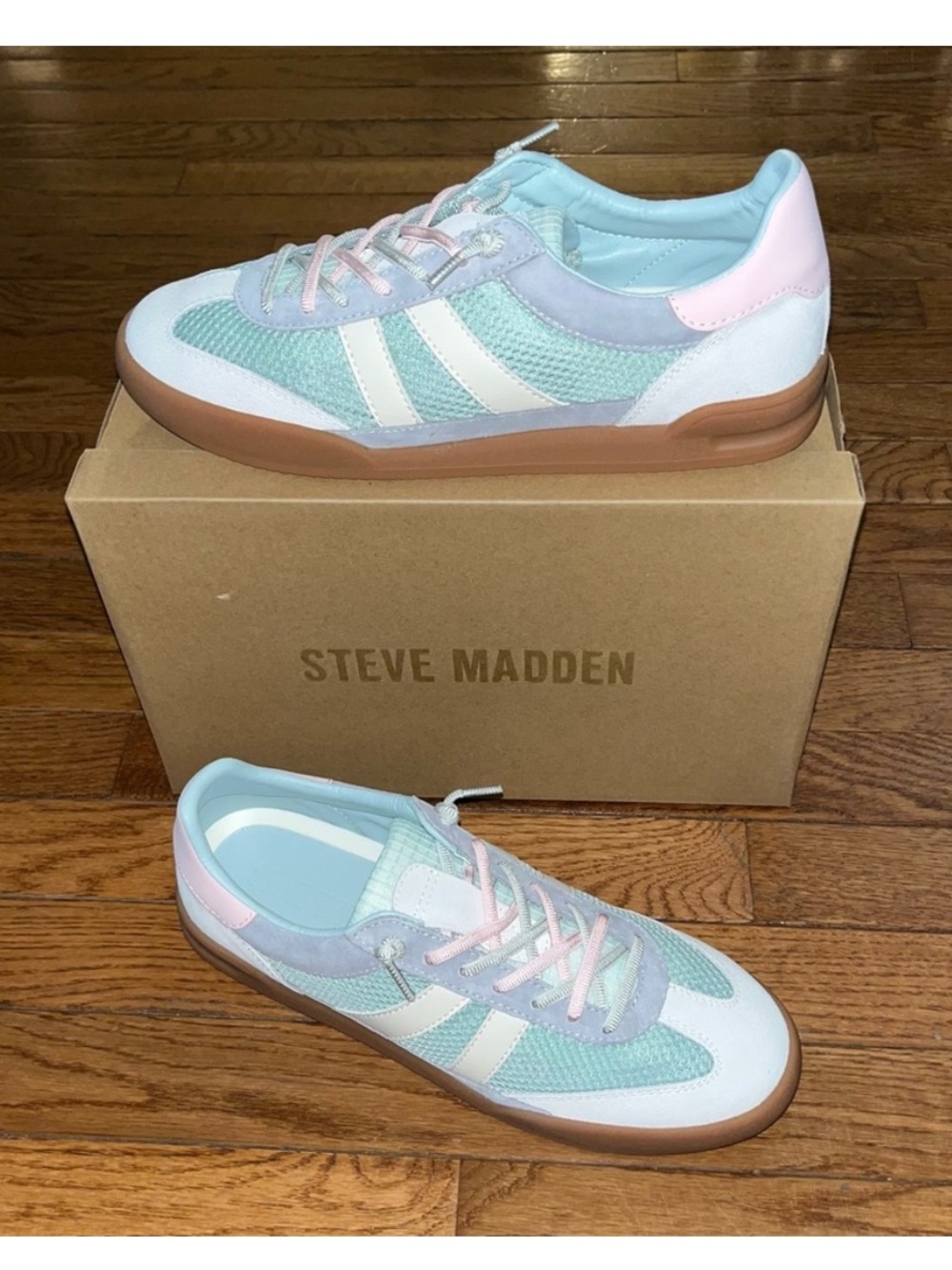 Steve Madden Verdict Mesh Sneakers Turquoise, Tan & Pink Women’s Size 10